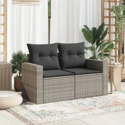 vidaXL Canapé de jardin 2 places avec coussins résine tressée
