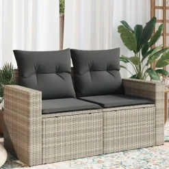 vidaXL Canapé de jardin 2 places et coussins résine tressée