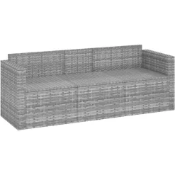 vidaXL Canapé de jardin 3 places avec coussins Résine tressée