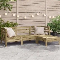 Mobilier De Jardin-vidaXL Canapé de jardin 3 places avec repose-pieds bois pin imprégné Naturel impregné