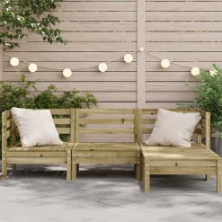 Mobilier De Jardin-vidaXL Canapé de jardin 3 places avec repose-pieds bois pin imprégné Naturel impregné