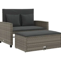 vidaXL Canapé de jardin 2 places avec coussins résine tressée