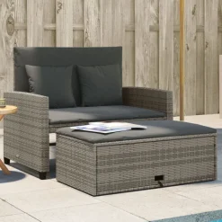 vidaXL Canapé de jardin 2 places avec coussins résine tressée