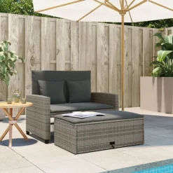 vidaXL Canapé de jardin 2 places avec coussins résine tressée