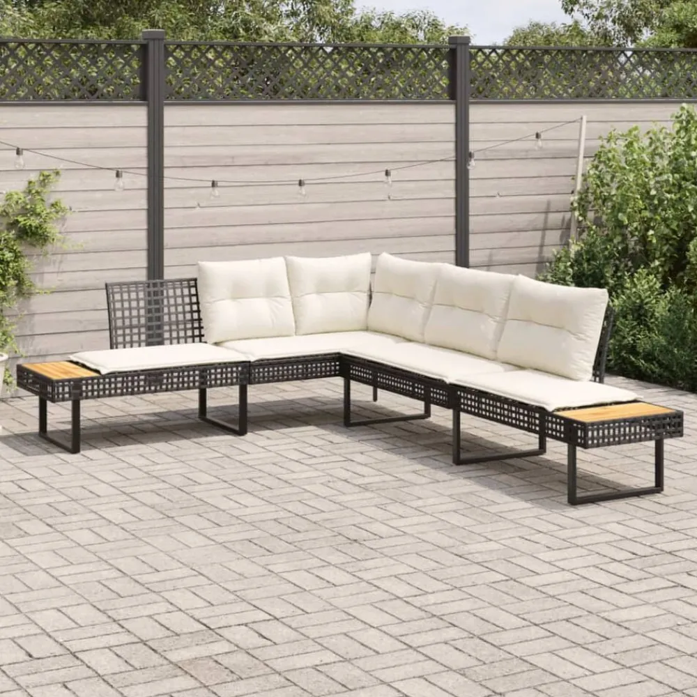 Mobilier De Jardin-vidaXL Canapé de jardin avec coussins en forme de L rotin acacia Noir