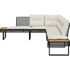 Mobilier De Jardin-vidaXL Canapé de jardin avec coussins en forme de L rotin acacia Noir