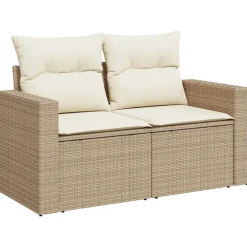 vidaXL Canapé de jardin avec coussins 2 places beige résine tressée