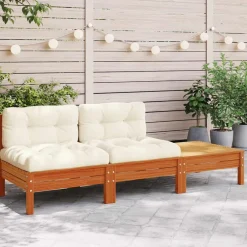 vidaXL Canapé de jardin avec coussins et repose-pied 2 places