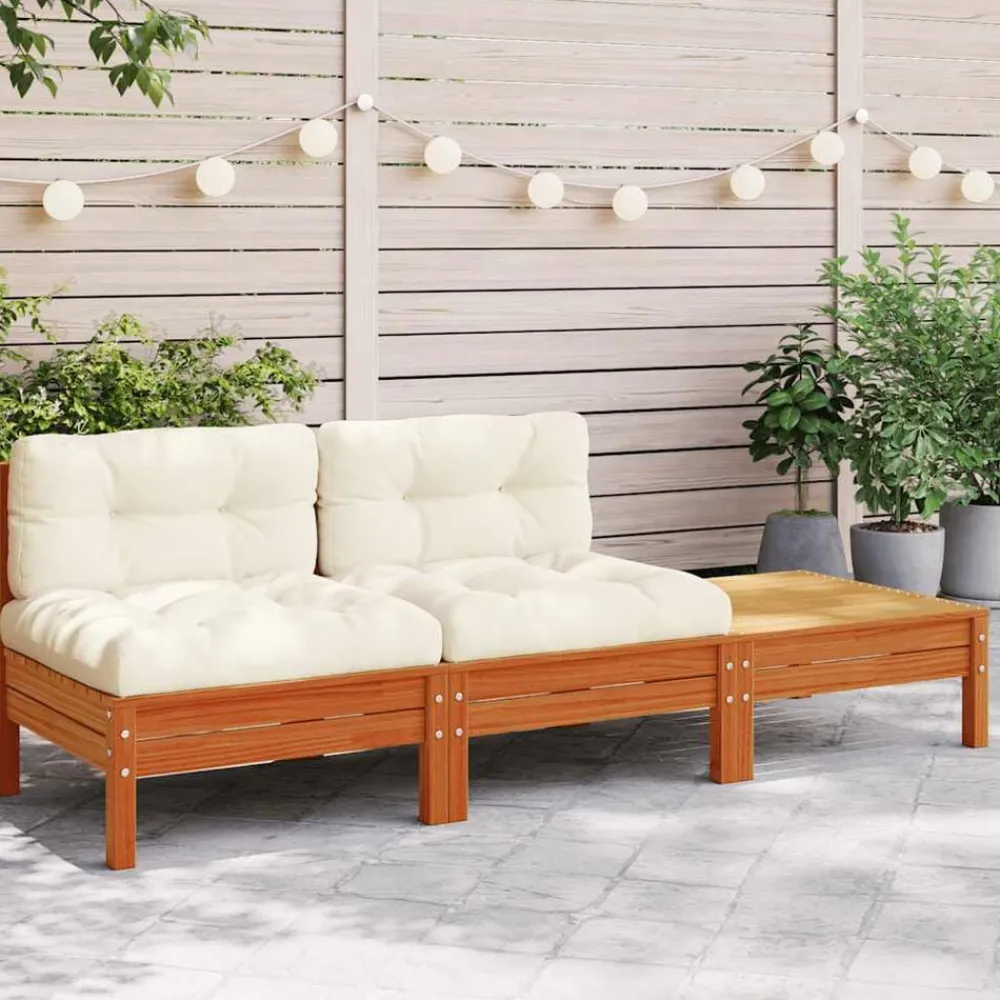 vidaXL Canapé de jardin avec coussins et repose-pied 2 places