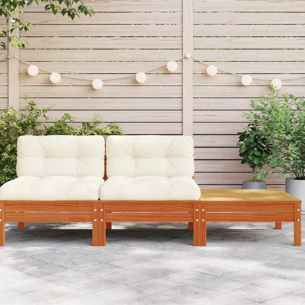 vidaXL Canapé de jardin avec coussins et repose-pied 2 places
