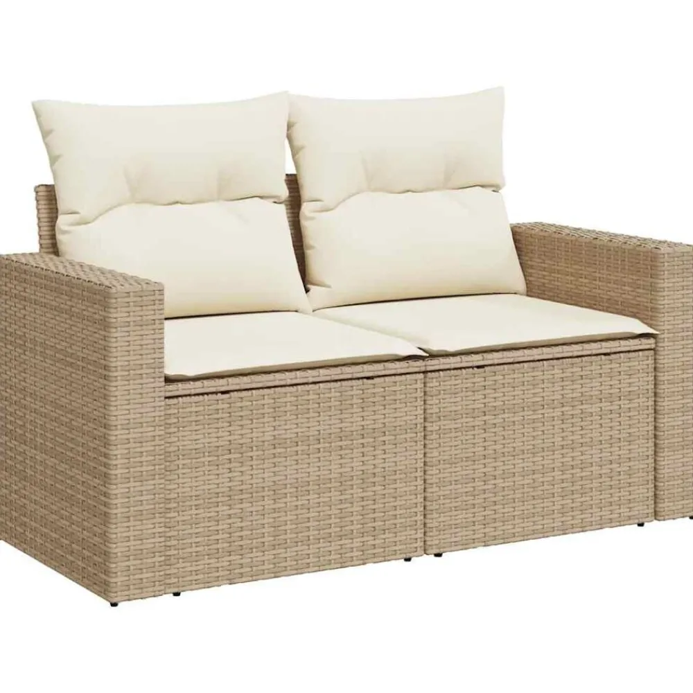 Mobilier De Jardin-vidaXL Canapé de jardin avec coussins 2 places beige résine tressée beige et crème