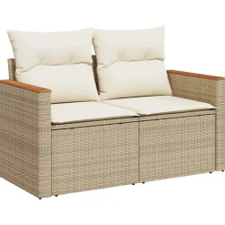 vidaXL Canapé de jardin avec coussins 2 places beige résine tressée