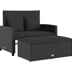 vidaXL Canapé de jardin avec coussins 2 places résine tressée