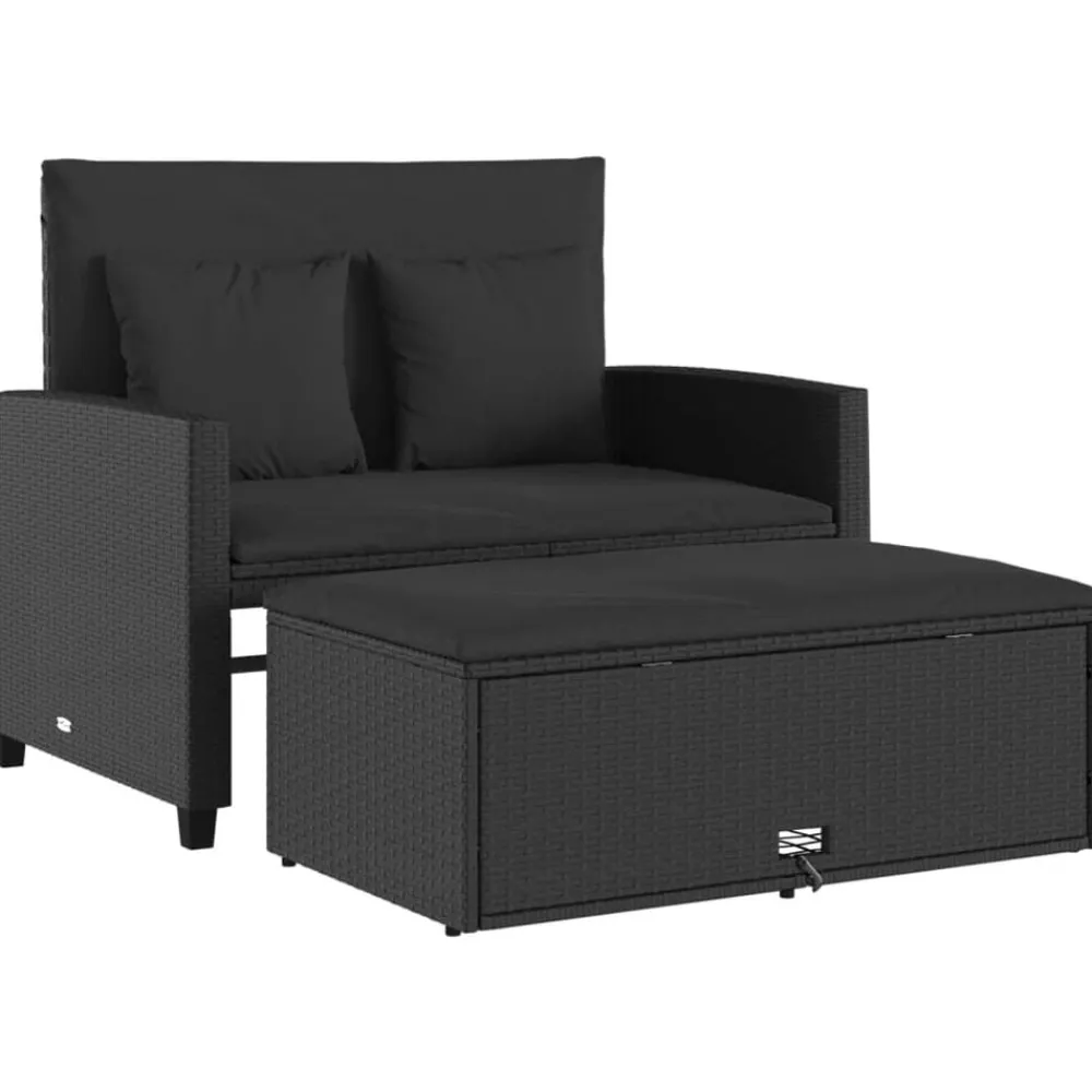 vidaXL Canapé de jardin avec coussins 2 places résine tressée