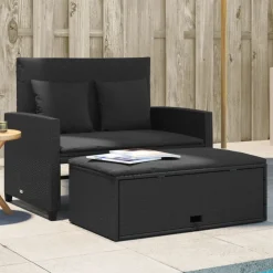vidaXL Canapé de jardin avec coussins 2 places résine tressée