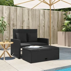 vidaXL Canapé de jardin avec coussins 2 places résine tressée