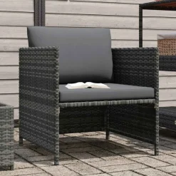 Mobilier De Jardin-vidaXL Canapé de jardin avec coussins Résine tressée Gris