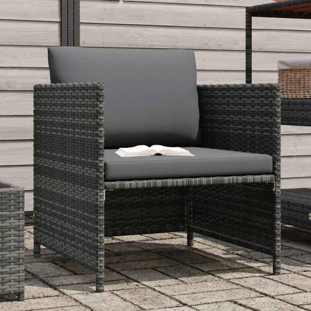 Mobilier De Jardin-vidaXL Canapé de jardin avec coussins Résine tressée Gris
