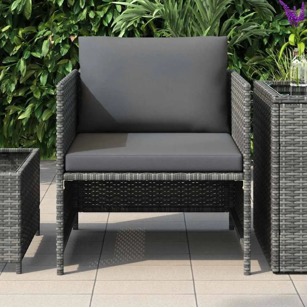 Mobilier De Jardin-vidaXL Canapé de jardin avec coussins Résine tressée Gris