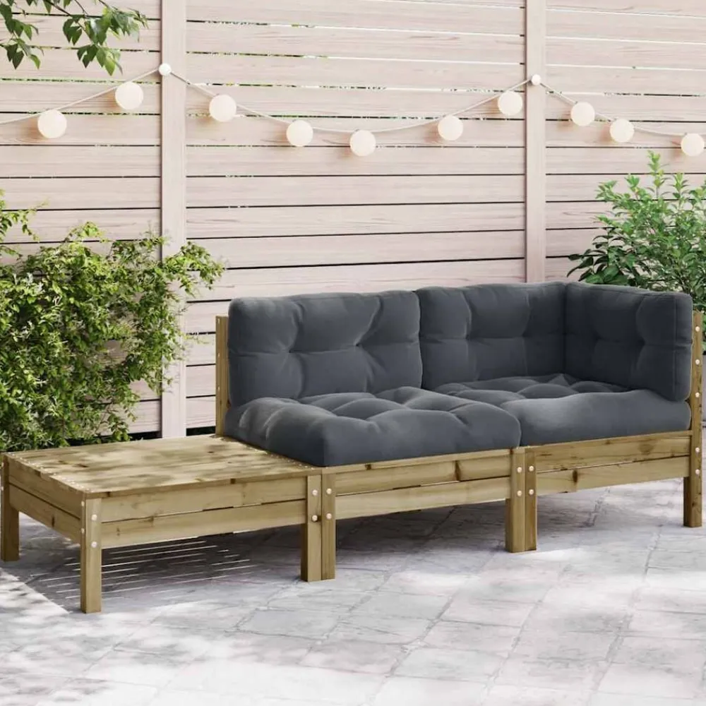 Mobilier De Jardin-vidaXL Canapé de jardin avec coussins et repose-pied bois pin imprégné Naturel impregné