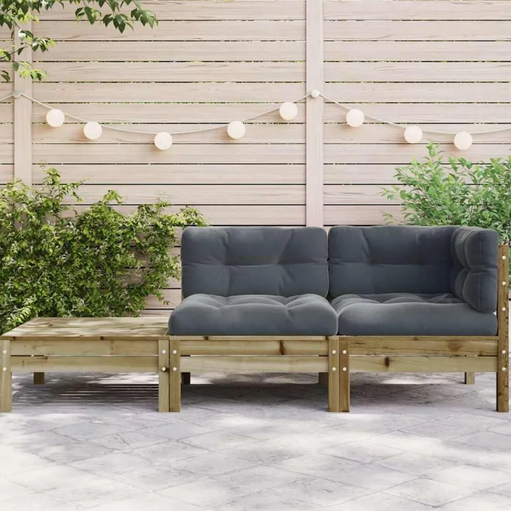 Mobilier De Jardin-vidaXL Canapé de jardin avec coussins et repose-pied bois pin imprégné Naturel impregné