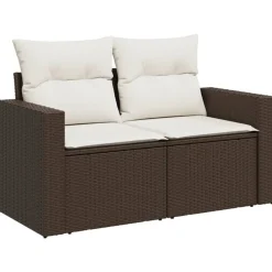 vidaXL Canapé de jardin avec coussins 2 places résine tressée