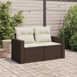 vidaXL Canapé de jardin avec coussins 2 places résine tressée