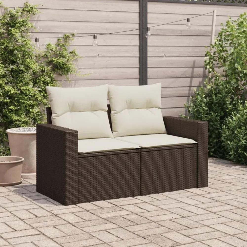 vidaXL Canapé de jardin avec coussins 2 places résine tressée