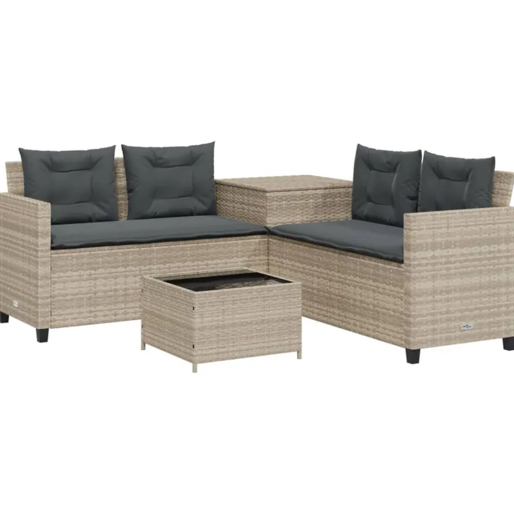 vidaXL Canapé de jardin et table et coussins en forme de L