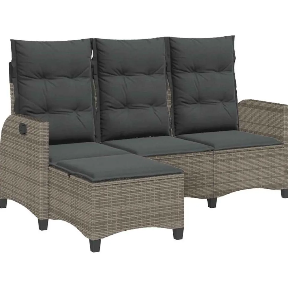 vidaXL Canapé de jardin inclinable coussins forme de L polyrotin