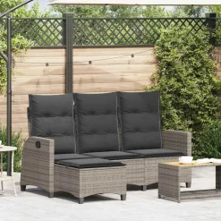 vidaXL Canapé de jardin inclinable coussins forme de L polyrotin