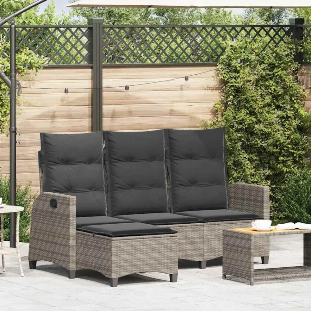 vidaXL Canapé de jardin inclinable coussins forme de L polyrotin