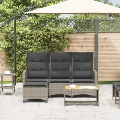 vidaXL Canapé de jardin inclinable coussins forme de L polyrotin