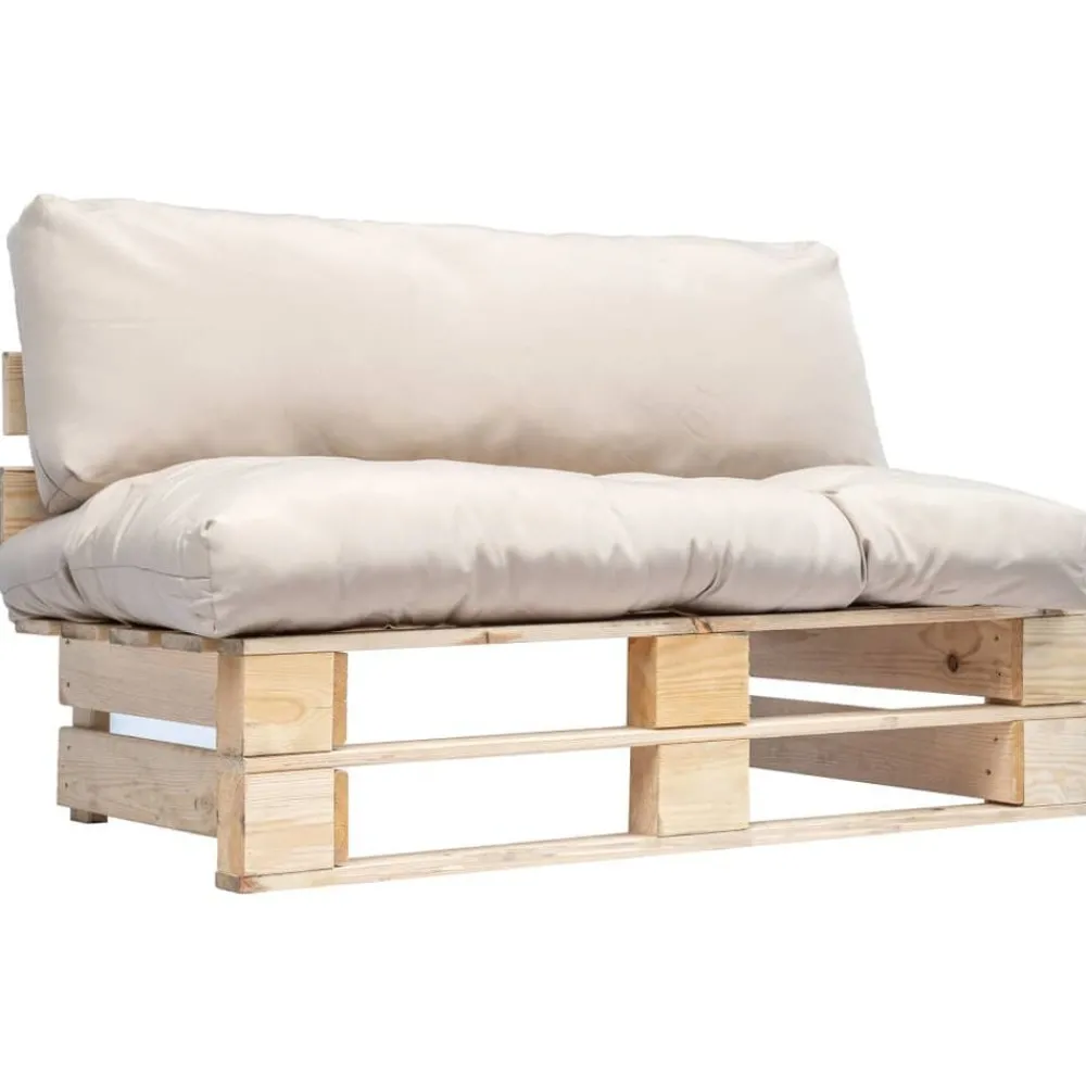 Mobilier De Jardin-vidaXL Canapé de jardin palette avec coussins sable Pinède Naturel et sable