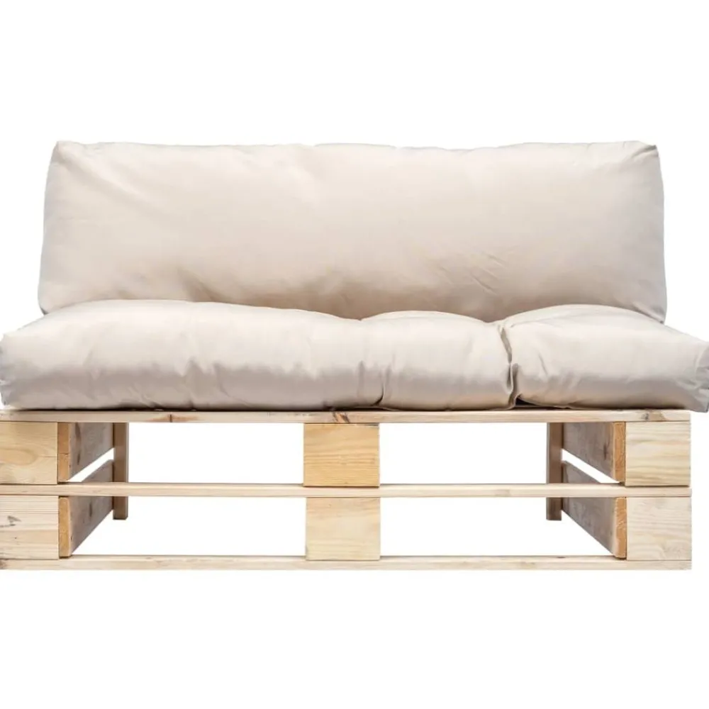 Mobilier De Jardin-vidaXL Canapé de jardin palette avec coussins sable Pinède Naturel et sable