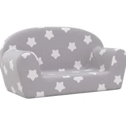 vidaXL Canapé enfants 2 places gris clair avec étoiles peluche douce