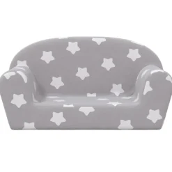 vidaXL Canapé enfants 2 places gris clair avec étoiles peluche douce