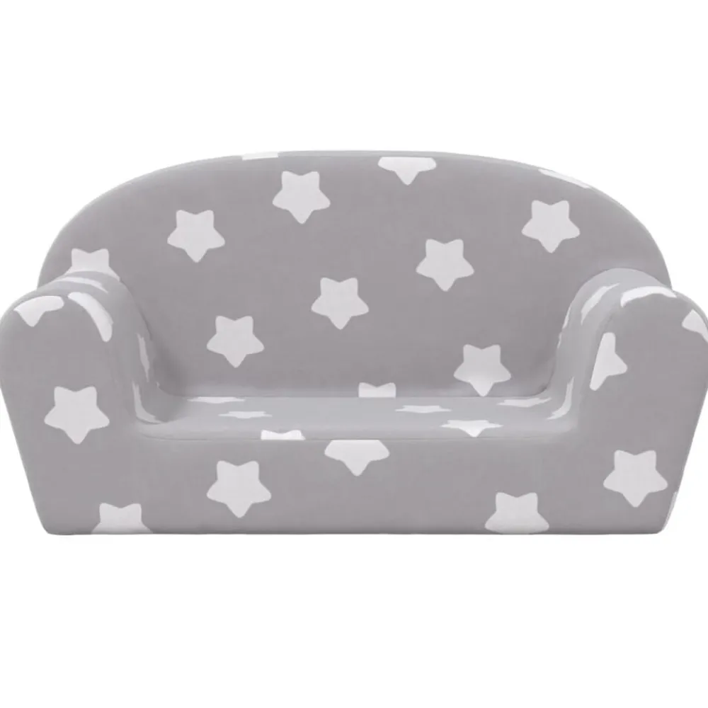 vidaXL Canapé enfants 2 places gris clair avec étoiles peluche douce