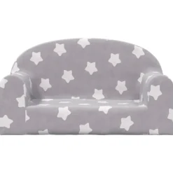 vidaXL Canapé enfants 2 places gris clair avec étoiles peluche douce