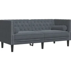 Canapés-vidaXL Canapé 174 x 74,5 x 70,5 cm Velours Gris foncé