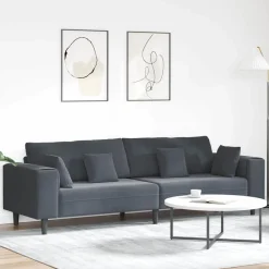 Canapés-vidaXL Canapé 250 x 77 x 76 cm Velours Gris foncé