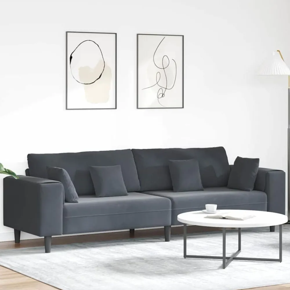 Canapés-vidaXL Canapé 250 x 77 x 76 cm Velours Gris foncé