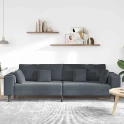 Canapés-vidaXL Canapé 250 x 77 x 76 cm Velours Gris foncé