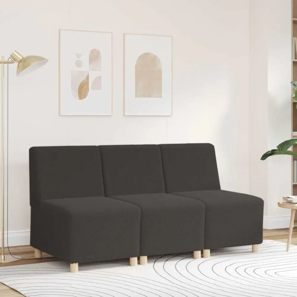 Canapés-vidaXL Canapé modulaire sans accoudoirs 55 cm Tissu bouclé aspect laine Gris foncé