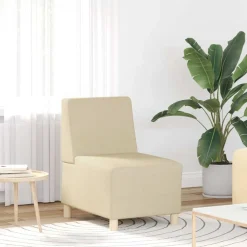 Canapés-vidaXL Canapé modulaire sans accoudoirs Crème 55 cm Tissu Cr&egrave;me