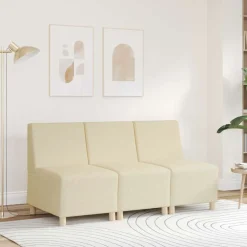 Canapés-vidaXL Canapé modulaire sans accoudoirs Crème 55 cm Tissu Cr&egrave;me