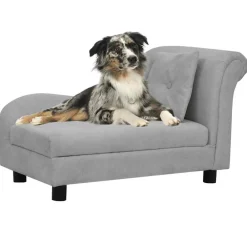 vidaXL Canapé pour chien avec oreiller 83x44x44 cm Peluche