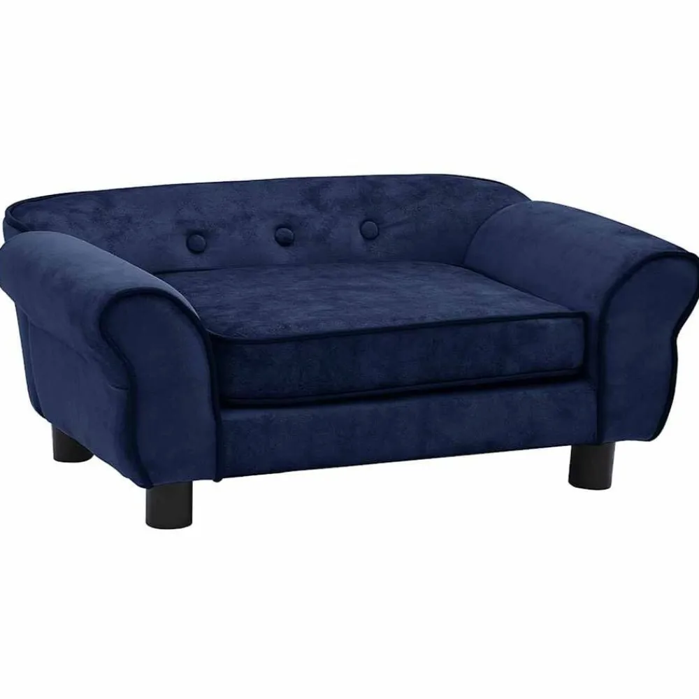 Articles Pour Animaux De Compagnie-vidaXL Canapé pour chien 72x45x30 cm Peluche Bleu