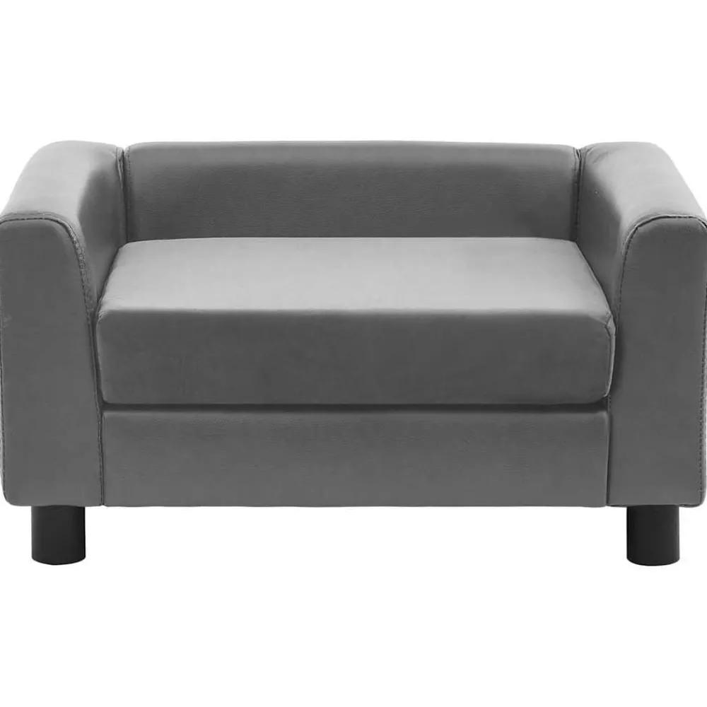 Articles Pour Animaux De Compagnie-vidaXL Canapé pour chien 60x43x30 cm Peluche et similicuir Gris