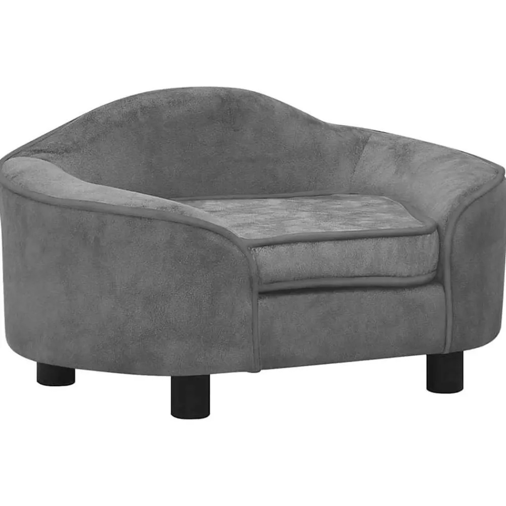 Articles Pour Animaux De Compagnie-vidaXL Canapé pour chien 67x47x36 cm Peluche Gris